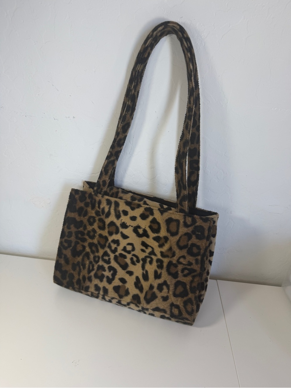 Vintage Mondani New York Y2K Leopard Print Tote Bag - Faux Fur Shoulder Bag Rare